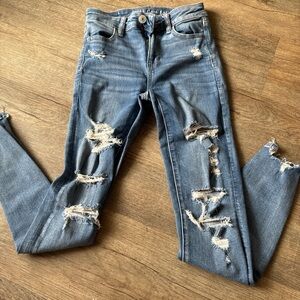 American Eagle Outfitters Ripped Blue Skinny Jeans